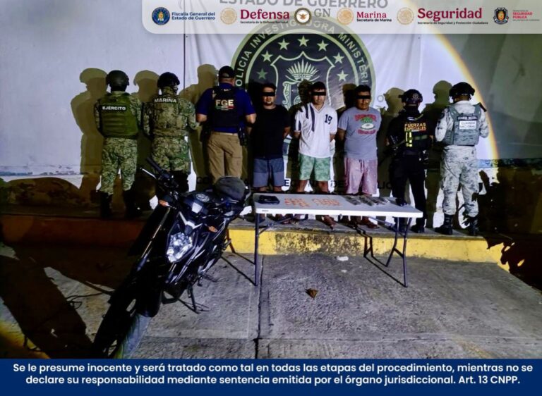 FGEGuerrero detiene en flagrancia a tres masculinos por posesión de droga en Acapulco
