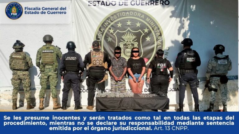 Detienen en flagrancia a dos personas con presunta droga en Acapulco