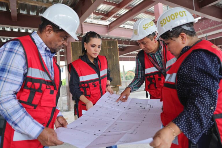 Evelyn Salgado supervisa la rehabilitación integral del Polideportivo de Chilpancingo