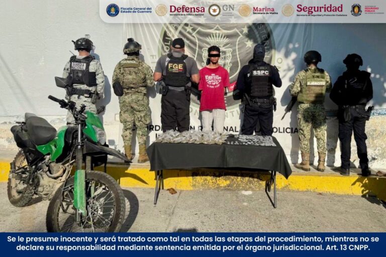 FGEGuerrero detiene en flagrancia a un masculino con presunta droga en Acapulco