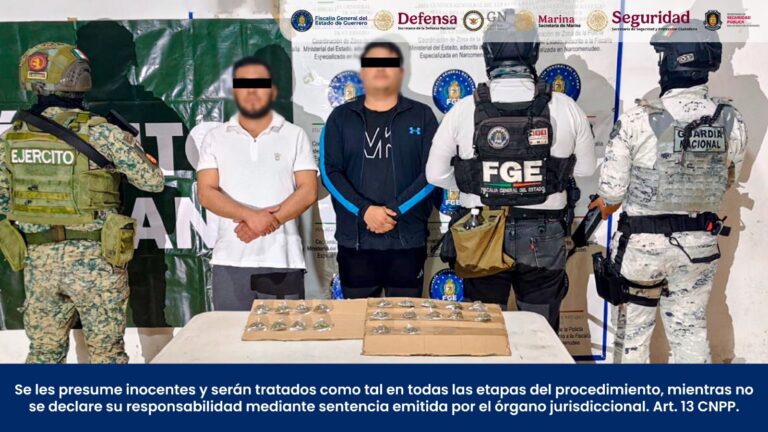 En Chilpancingo, detiene FGEGuerrero a dos masculinos en flagrancia