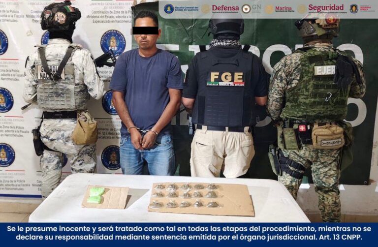 En Chilpancingo, detiene FGEGuerrero a masculino en flagrancia