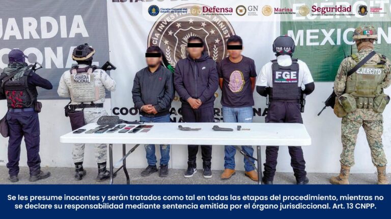 Detiene FGEGuerrero a tres personas en Huitzuco