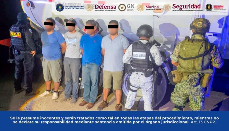 FGE Guerrero asegura hidrocarburo y detiene a cuatro personas por presunta extracción y comercialización clandestina en Coyuca de Benítez