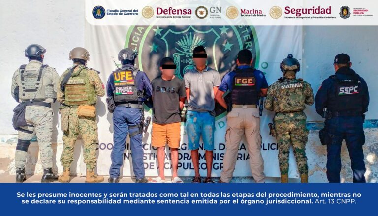 FGE Guerrero detiene en Acapulco a dos hombres por Homicidio Calificado ocurrido dentro de refaccionaria en fraccionamiento Las Playas