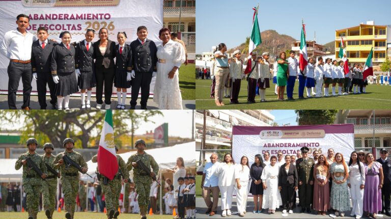 Conmemora Abelina López la historia de México con entrega de la Bandera a Escoltas