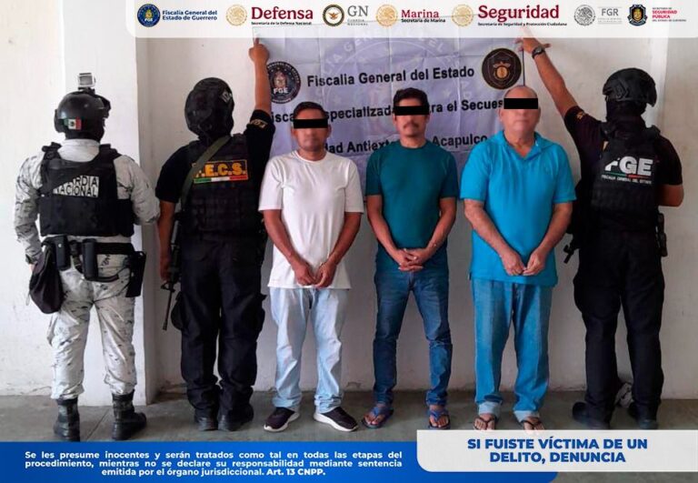 Cumplimenta FGEGuerrero orden de aprehensión contra tres hombres por extorsión agravada en Acapulco