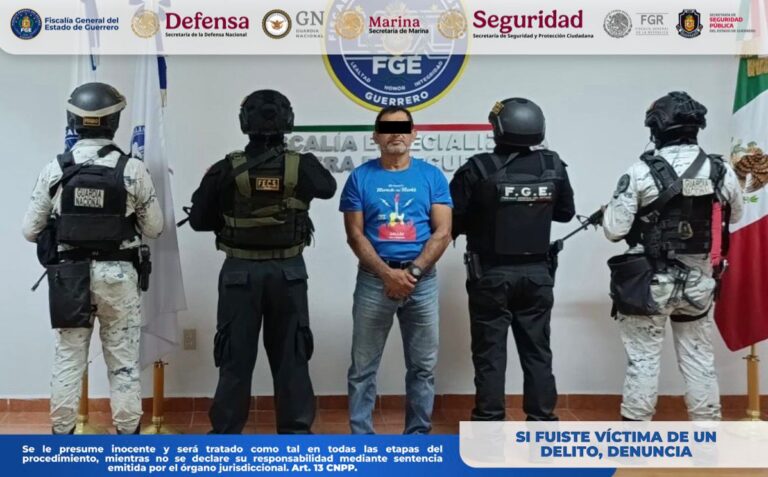 Detiene FGEGuerrero a un hombre con arma de fuego y presunta droga en Xaltianguis