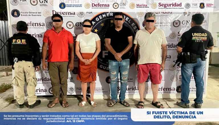 Rescata FGEGuerrero a dos personas y detiene a cinco presuntos responsables por secuestro en Tecpan de Galeana