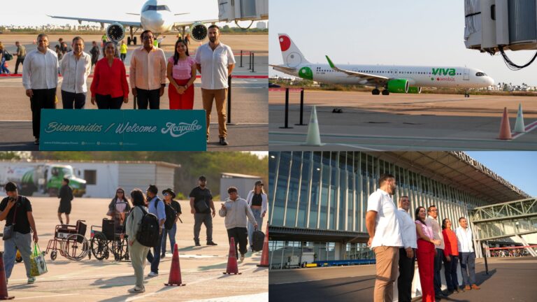 Recibe Abelina López el vuelo Cancún-Acapulco y celebra la reactivación aérea del puerto