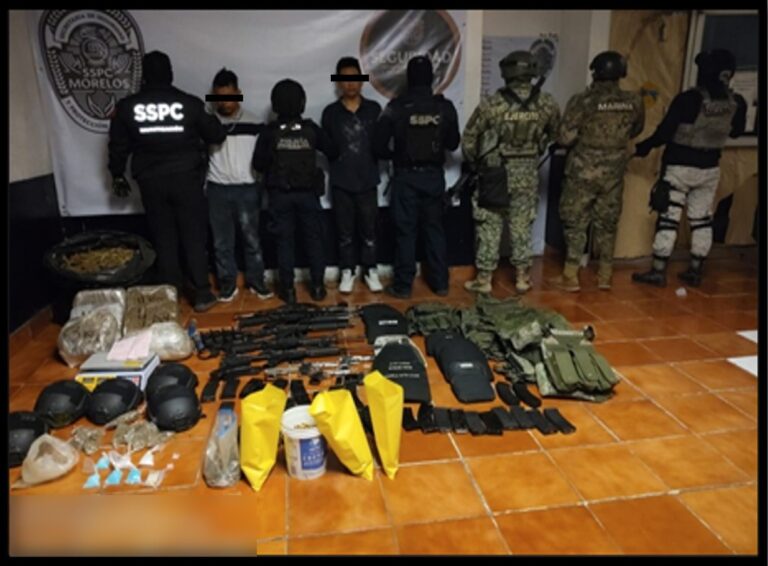 Marina en acciones coordinadas asegura presunta droga y diversos efectos, en el estado de Morelos