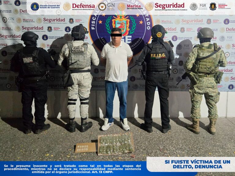 Detiene FGE Guerrero a un hombre con presunta droga en Taxco de Alarcón