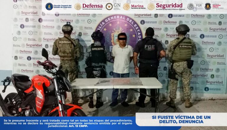 FGEGuerrero detiene en flagrancia a un masculino en la colonia Potrerillo de Acapulco