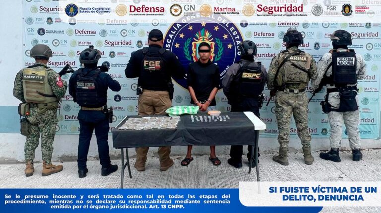Detiene FGEGuerrero a un hombre con presunta droga durante operativo interinstitucional en Acapulco
