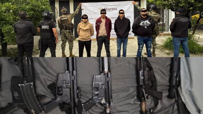 Marina, SSPC y FGR detienen en Jalisco a seis generadores de violencia y aseguran armamento