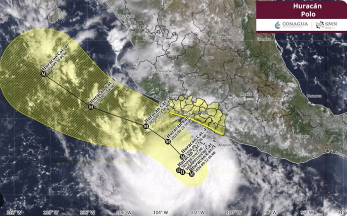 Huracán “Polo” se intensifica en el Pacífico; amenaza con fuertes lluvias y oleaje en Guerrero
