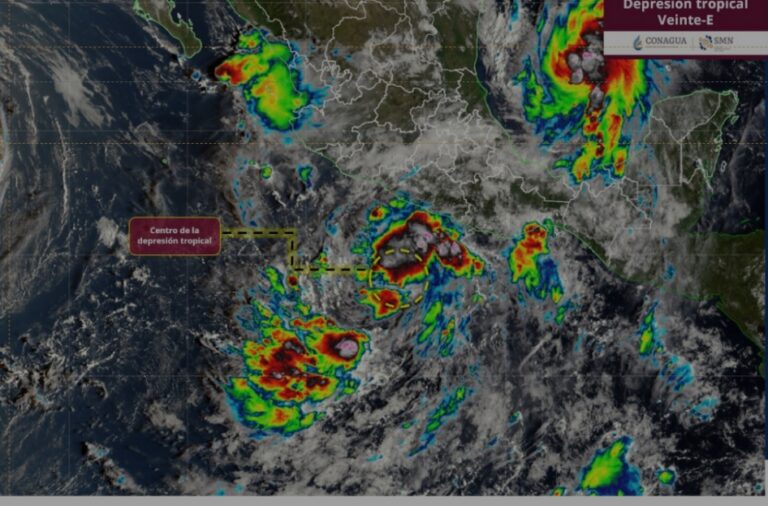 Se forma frente a costa de Guerrero la Depresión Tropical Veinte-E; SGIRPCGRO mantiene monitereo a trayectoria y evolución